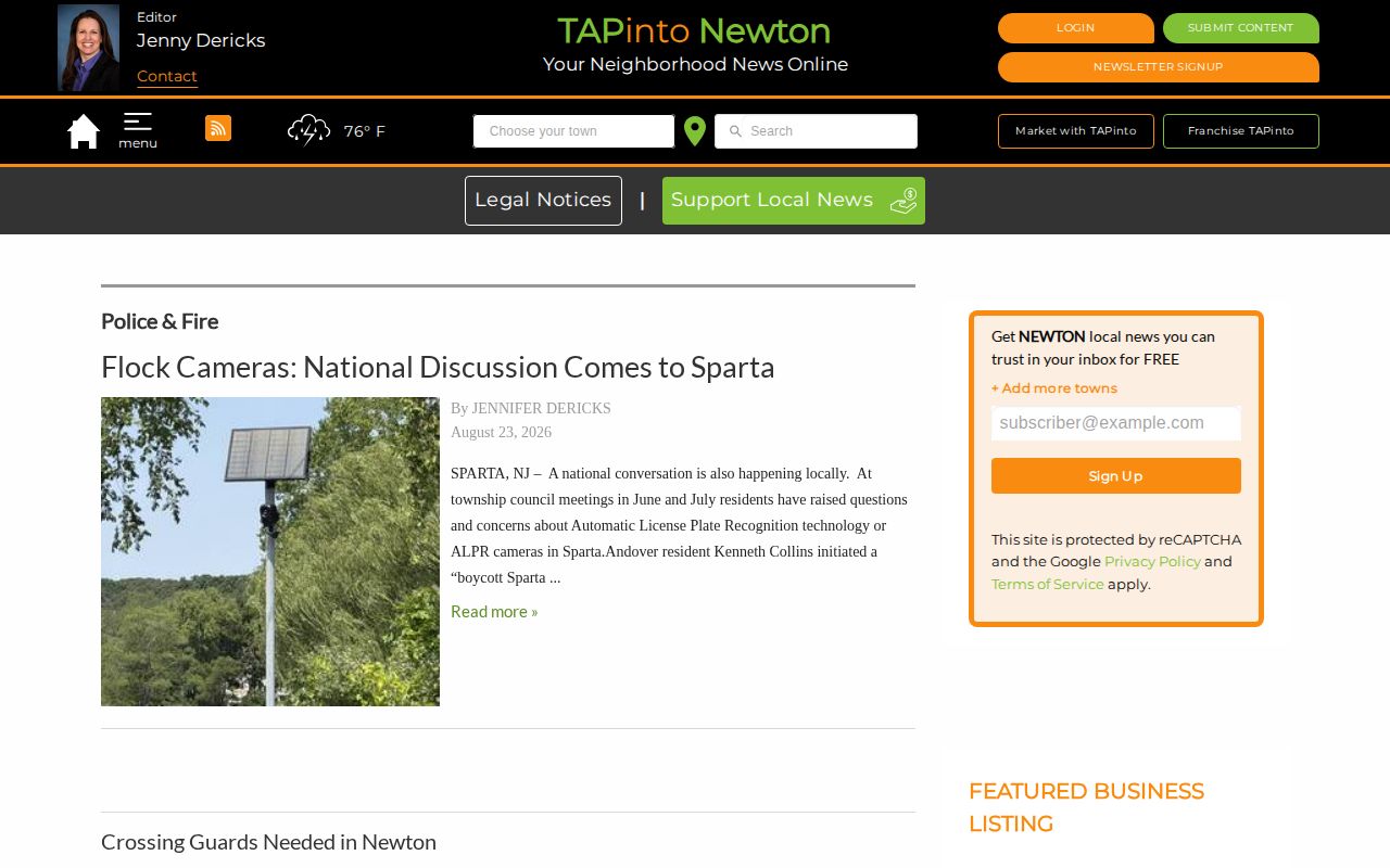 TAPinto Newton Police and Fire news section for selected Newton arrest reporting